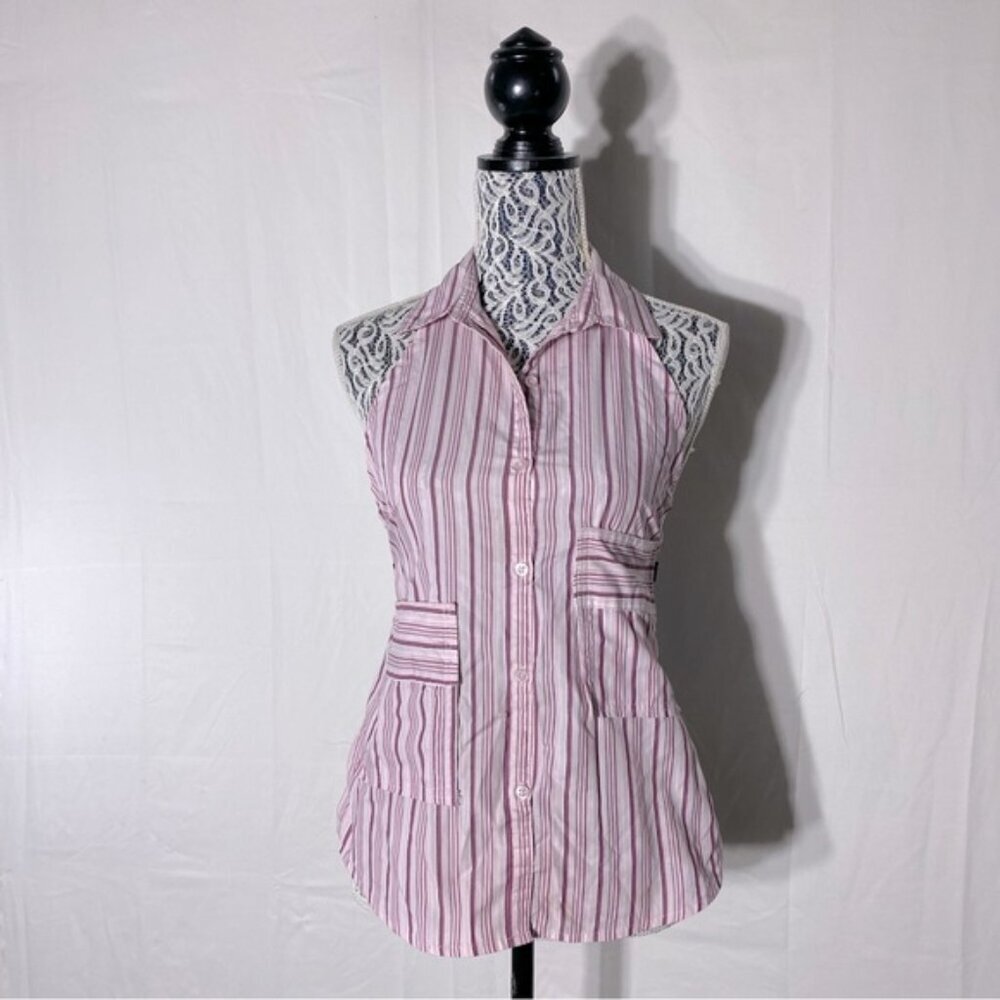 5/$25 Handmade Red White Striped Apron With Collar